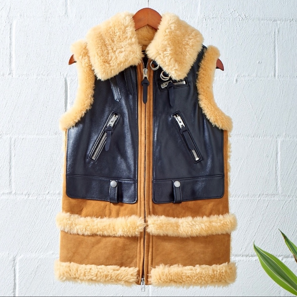 ‼️Sold‼️ Coach shearling & leather Moto Vest